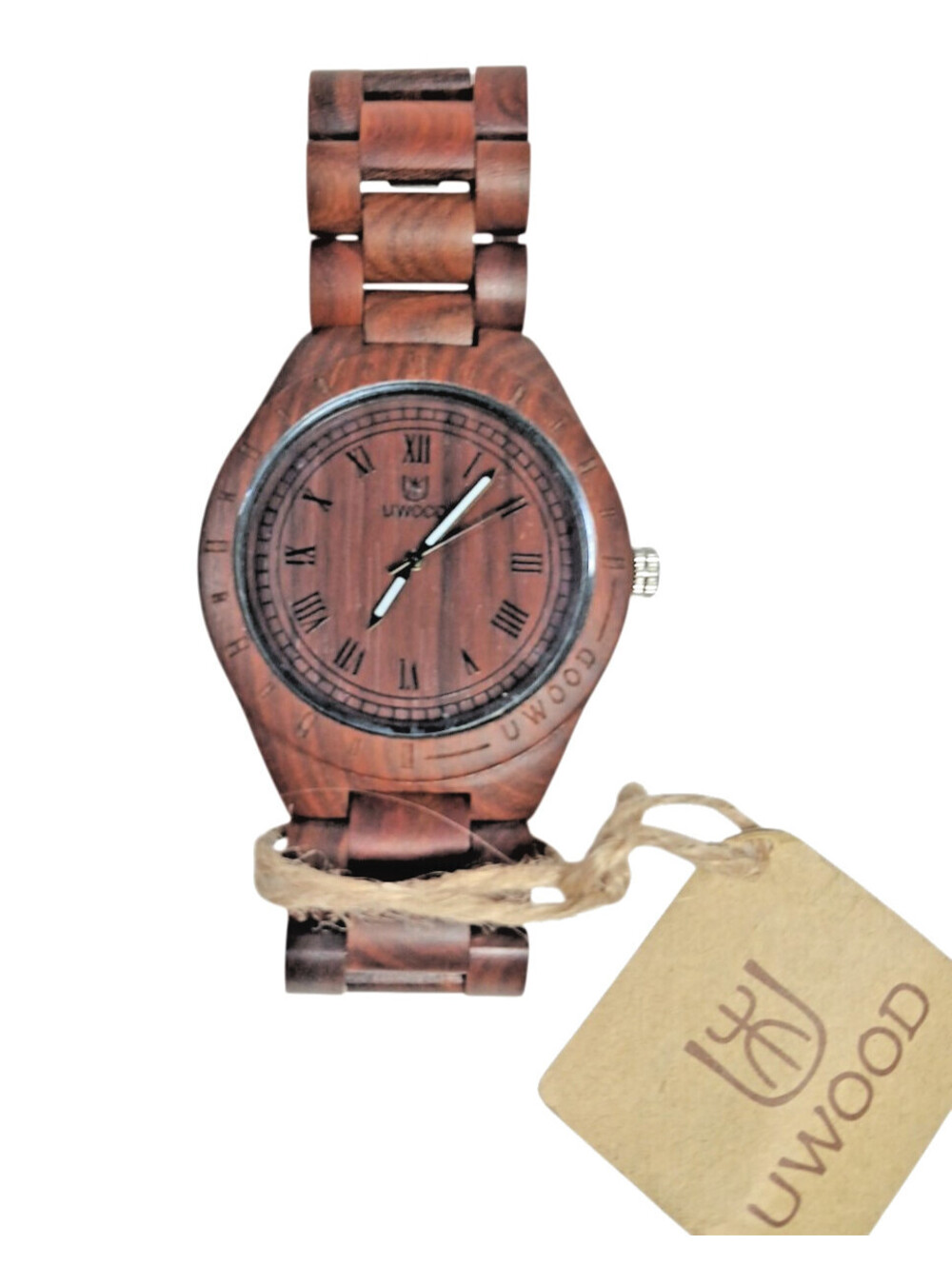 UWOOD Mens Natural Wooden Watch Dark Walnut Dad Father Gift Light Weight & Cool